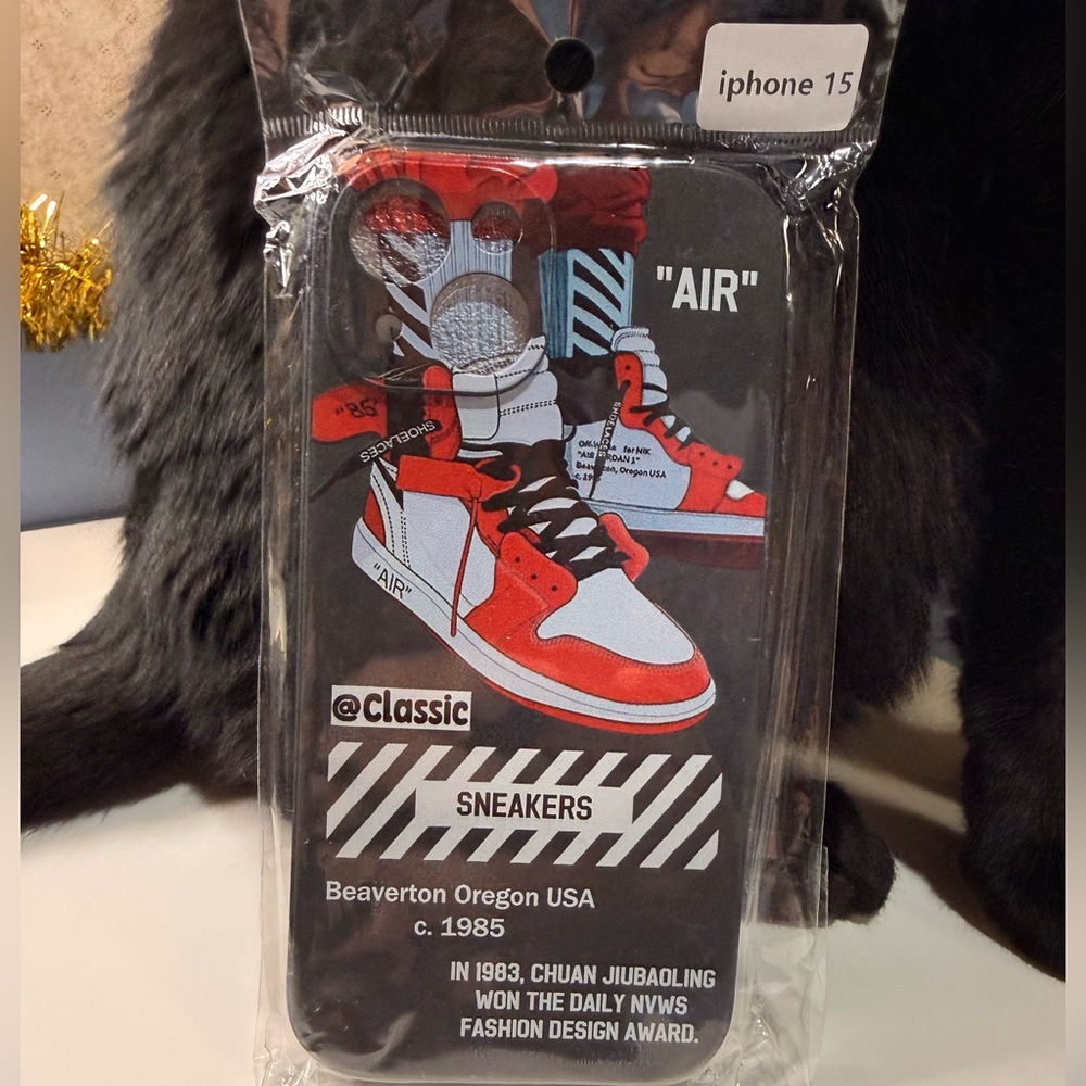 iPhone 15 Classic Red and White Sneaker Design Phone Case